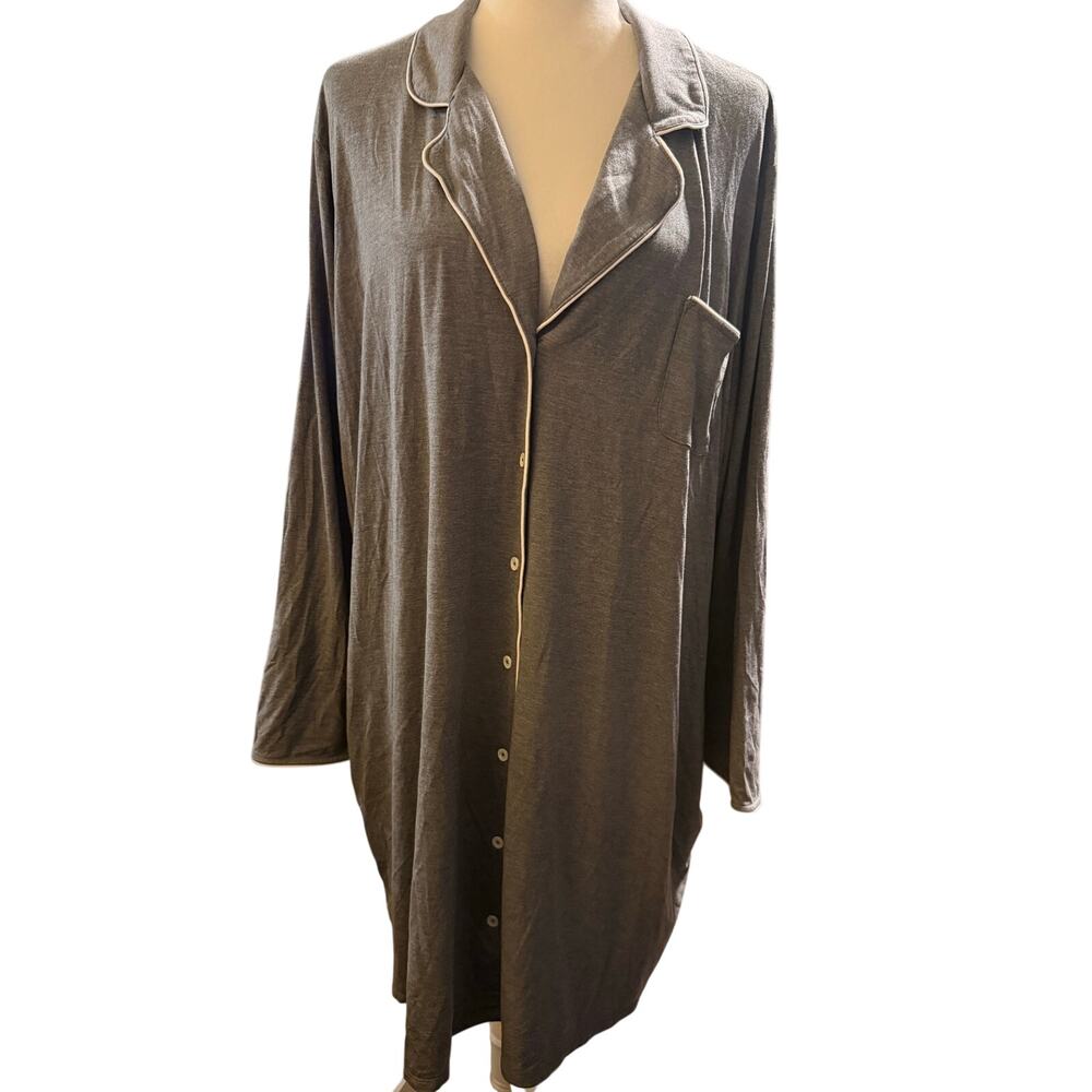 State of Day Intimates Gray Tencel Modal Button Front Sleep Shirt, 2XL, NWOT